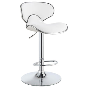 Edenton Upholstered Adjustable Height Bar Stools White and Chrome (Set of 2) Half Price Furniture