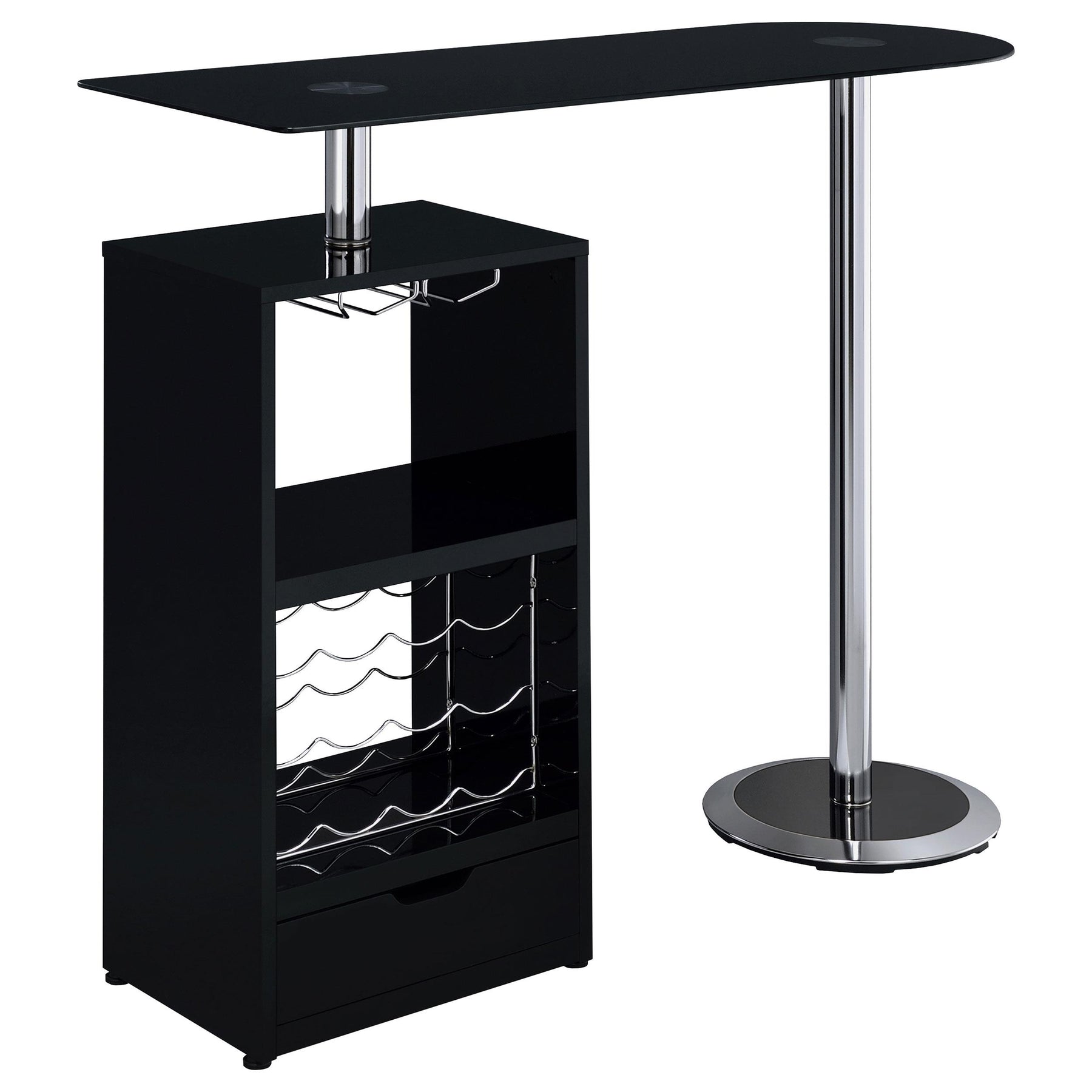 Koufax 1-drawer Bar Table Glossy Black Half Price Furniture