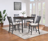 Wiley 5-piece Square Spindle Legs Counter Height Dining Set Beige and Grey Half Price Furniture