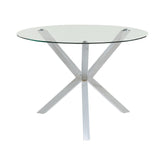 Vance Glass Top Dining Table with X-cross Base Chrome Half Price Furniture