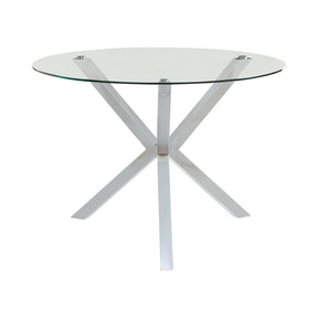 Vance Glass Top Dining Table with X-cross Base Chrome Half Price Furniture