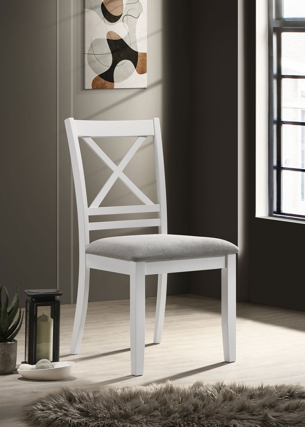 Hollis Cross Back Wood Dining Side Chair White Half Price Furniture