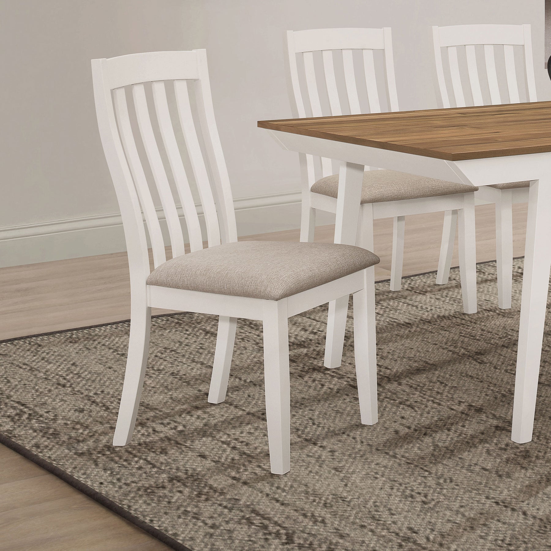 Anwar Vertical Slat Back Dining Side Chair Off White Half Price Furniture