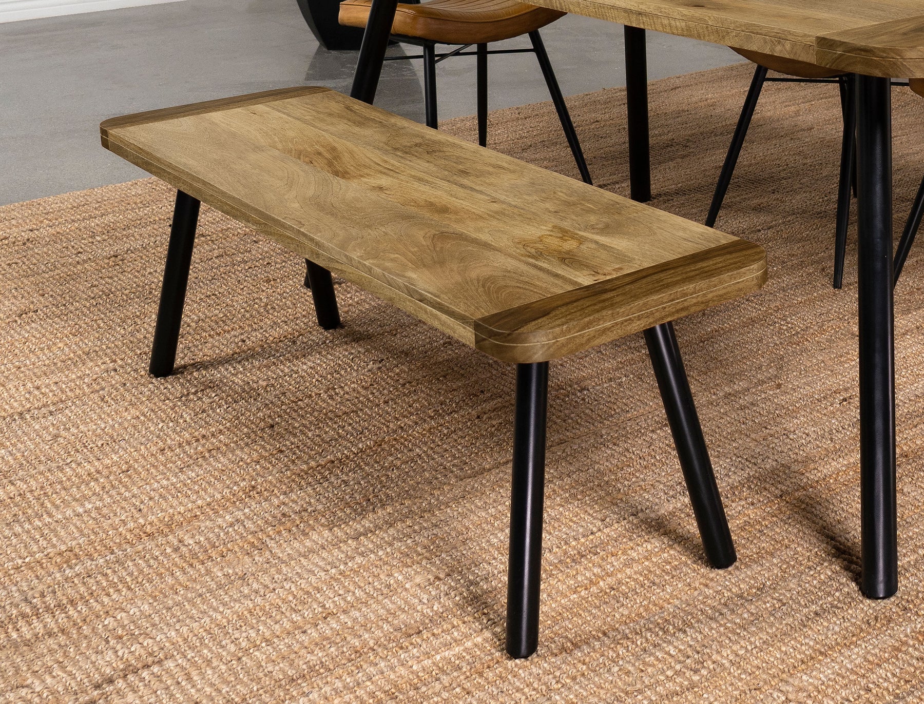 Maverick Rectangular Dining Bench Natural Mango and Black Half Price Furniture