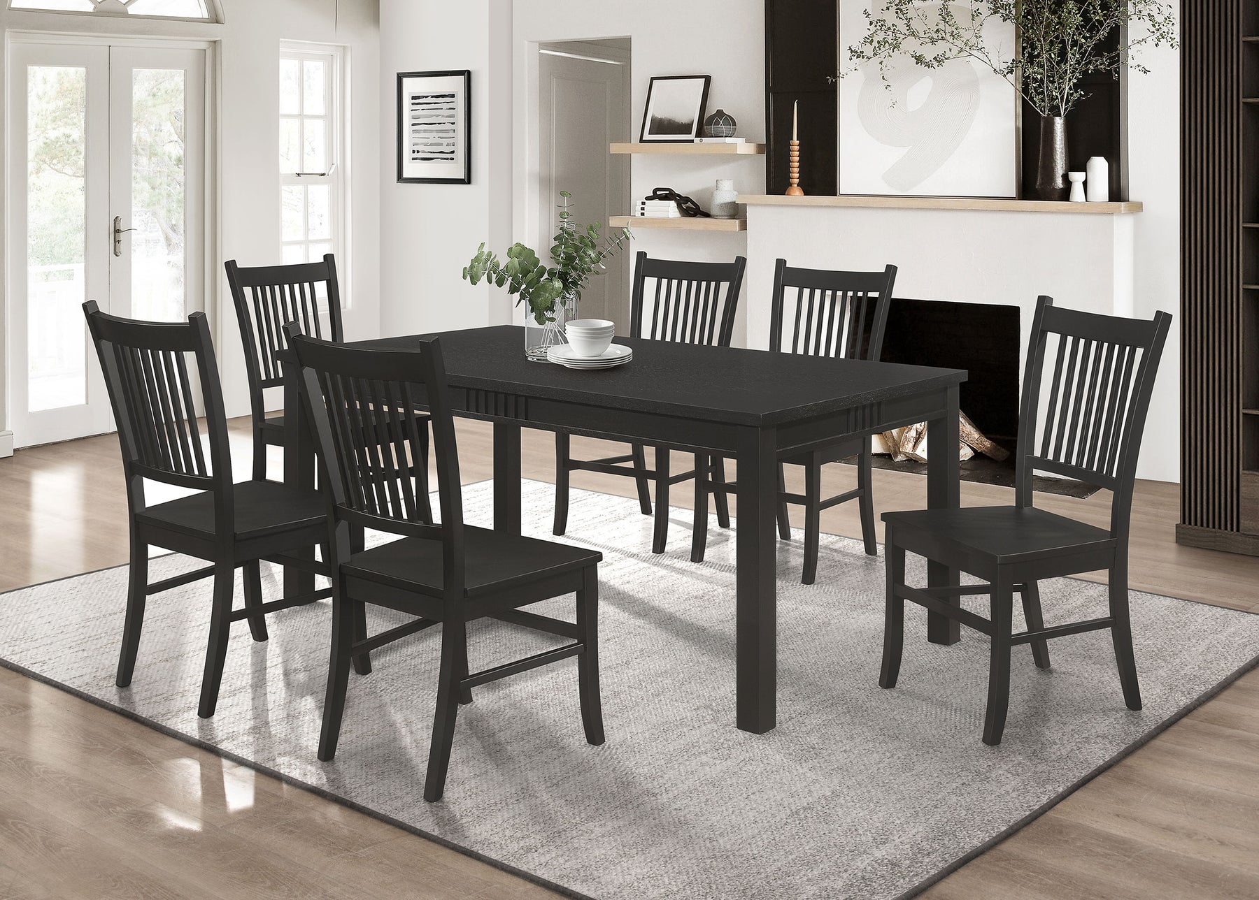 Marbrisa Rectangular Dining Table Set Matte Black - Half Price Furniture