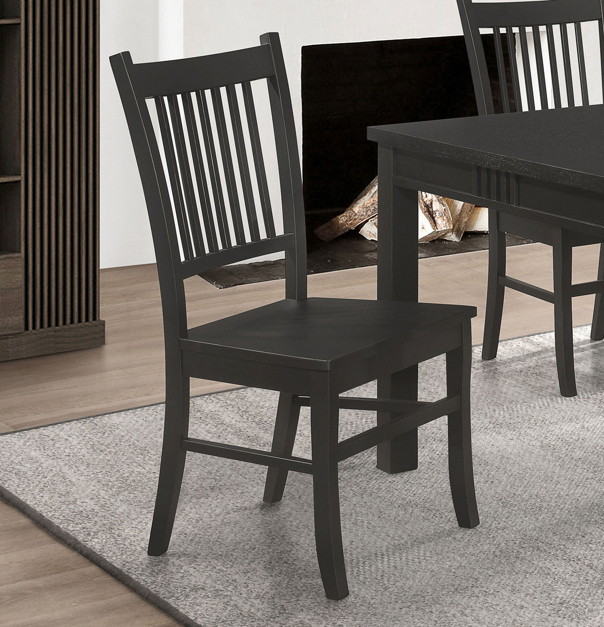 Marbrisa Slat Back Dining Side Chair Matte Black (Set of 2) Half Price Furniture