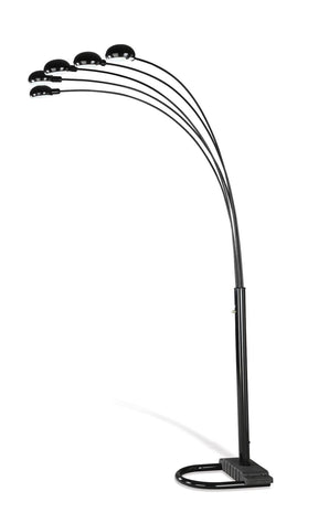 Kayd 5-light Floor Lamp Satin Black Half Price Furniture