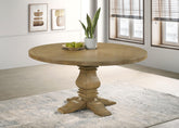 Florence Round Pedestal Dining Table Rustic Smoke Half Price Furniture