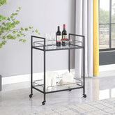 Curltis Serving Cart with Glass Shelves Clear and Black Half Price Furniture