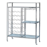 Derion Glass Shelf Serving Cart with Casters Chrome Half Price Furniture