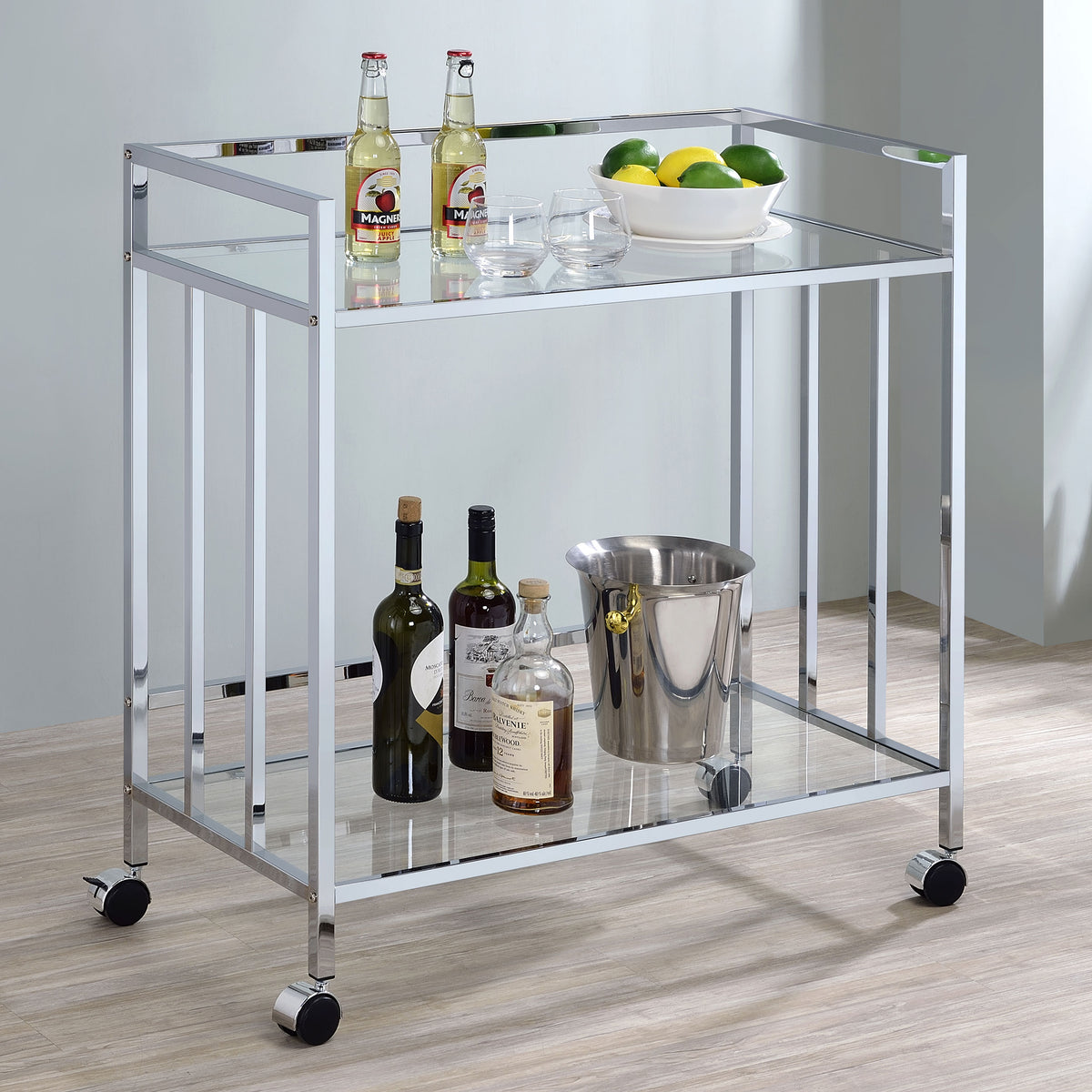 Cara Rectangular Glass Bar Cart - Half Price Furniture
