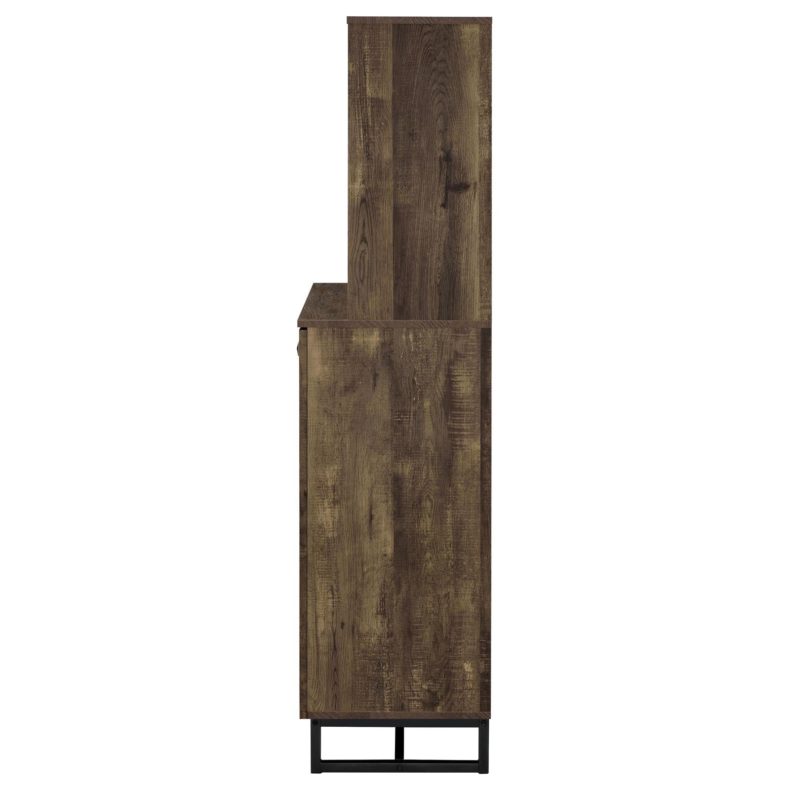 Mendoza 2-door Wine Cabinet Rustic Oak Herringbone and Gunmetal - Half Price Furniture