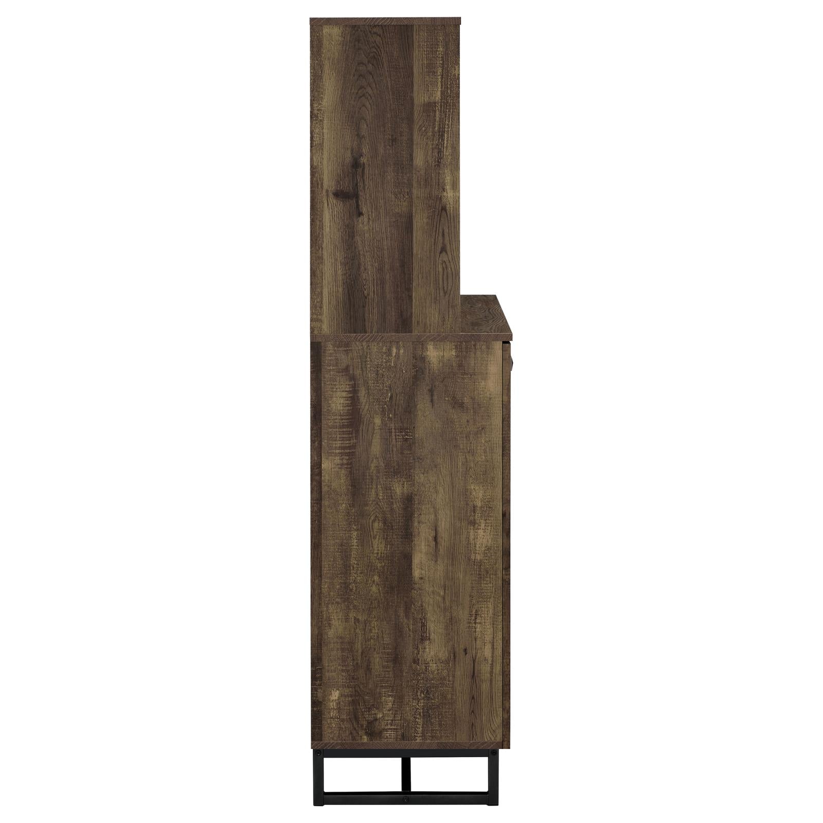 Mendoza 2-door Wine Cabinet Rustic Oak Herringbone and Gunmetal - Half Price Furniture