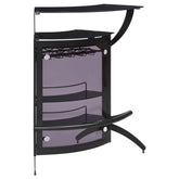 Dallas 2-shelf Home Bar Smoked and Black Glass Half Price Furniture