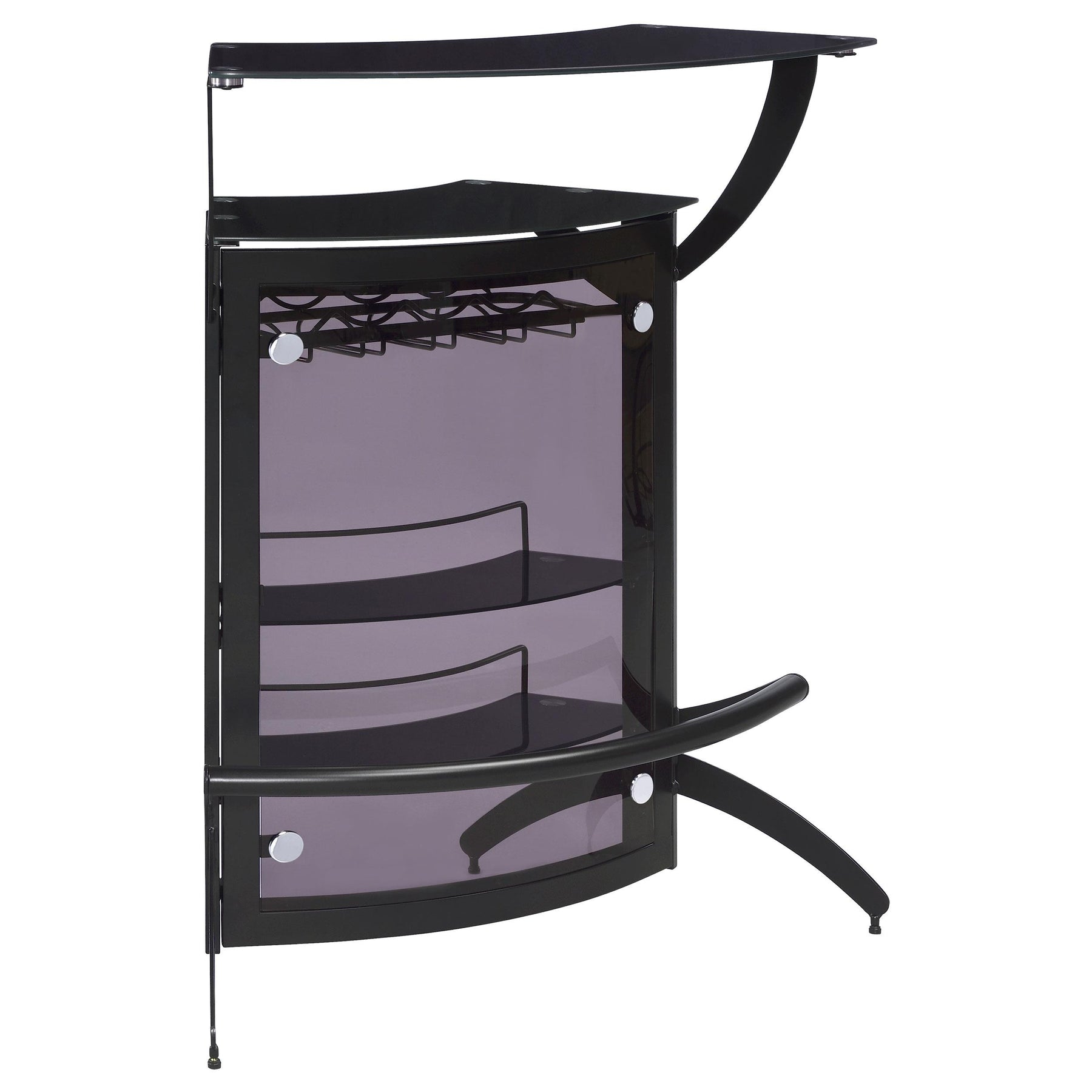 Dallas 2-shelf Home Bar Smoked and Black Glass  Half Price Furniture