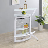 Dallas 2-shelf Home Bar White and Frosted Glass Half Price Furniture