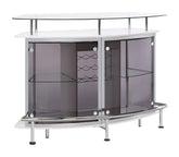 Gideon Crescent Shaped Glass Top Bar Unit with Drawer Half Price Furniture