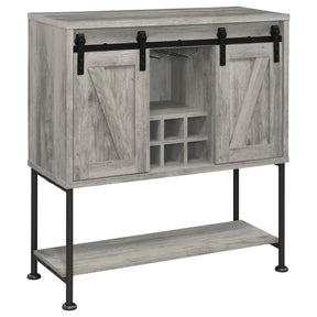 Claremont Sliding Door Bar Cabinet with Lower Shelf Grey Driftwood Half Price Furniture