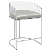 Thermosolis Acrylic Back Counter Height Stools Grey and Chrome (Set of 2) Half Price Furniture