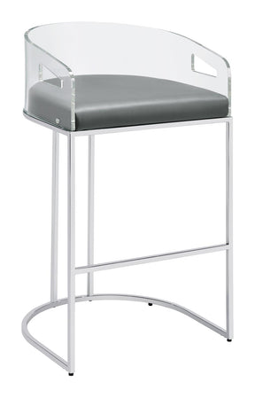 Thermosolis Acrylic Back Bar Stools Grey and Chrome (Set of 2) Half Price Furniture