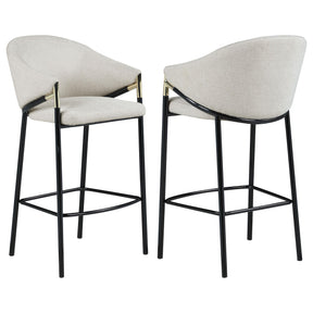 Chadwick Sloped Arm Bar Stools Beige and Glossy Black (Set of 2) Half Price Furniture