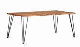 Sherman Rectangular Dining Table Natural Acacia and Matte Black Half Price Furniture