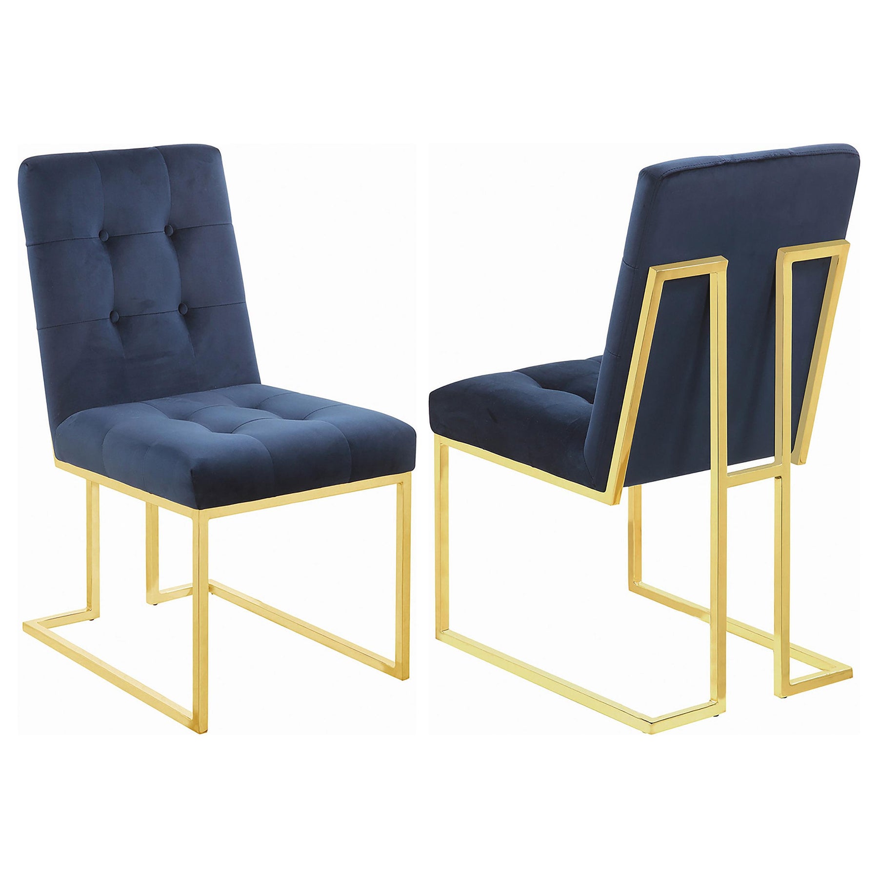 Cisco Tufted Back Side Chairs Ink Blue (Set of 2) Half Price Furniture