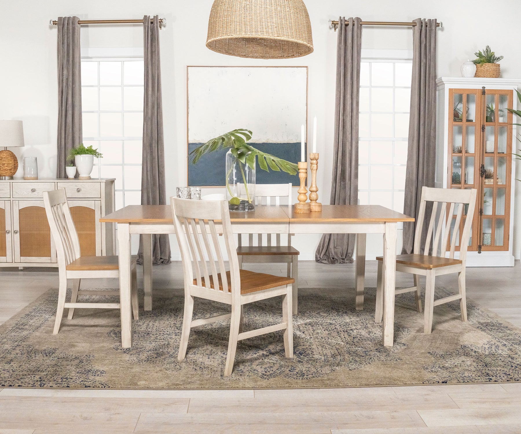 Kirby Dining Set Natural and Rustic Off White Half Price Furniture