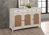 Kirby 3-drawer Rectangular Server with Adjustable Shelves Natural and Rustic Off White Half Price Furniture