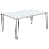 Pauline Rectangular Dining Table with Metal Leg White and Chrome Half Price Furniture