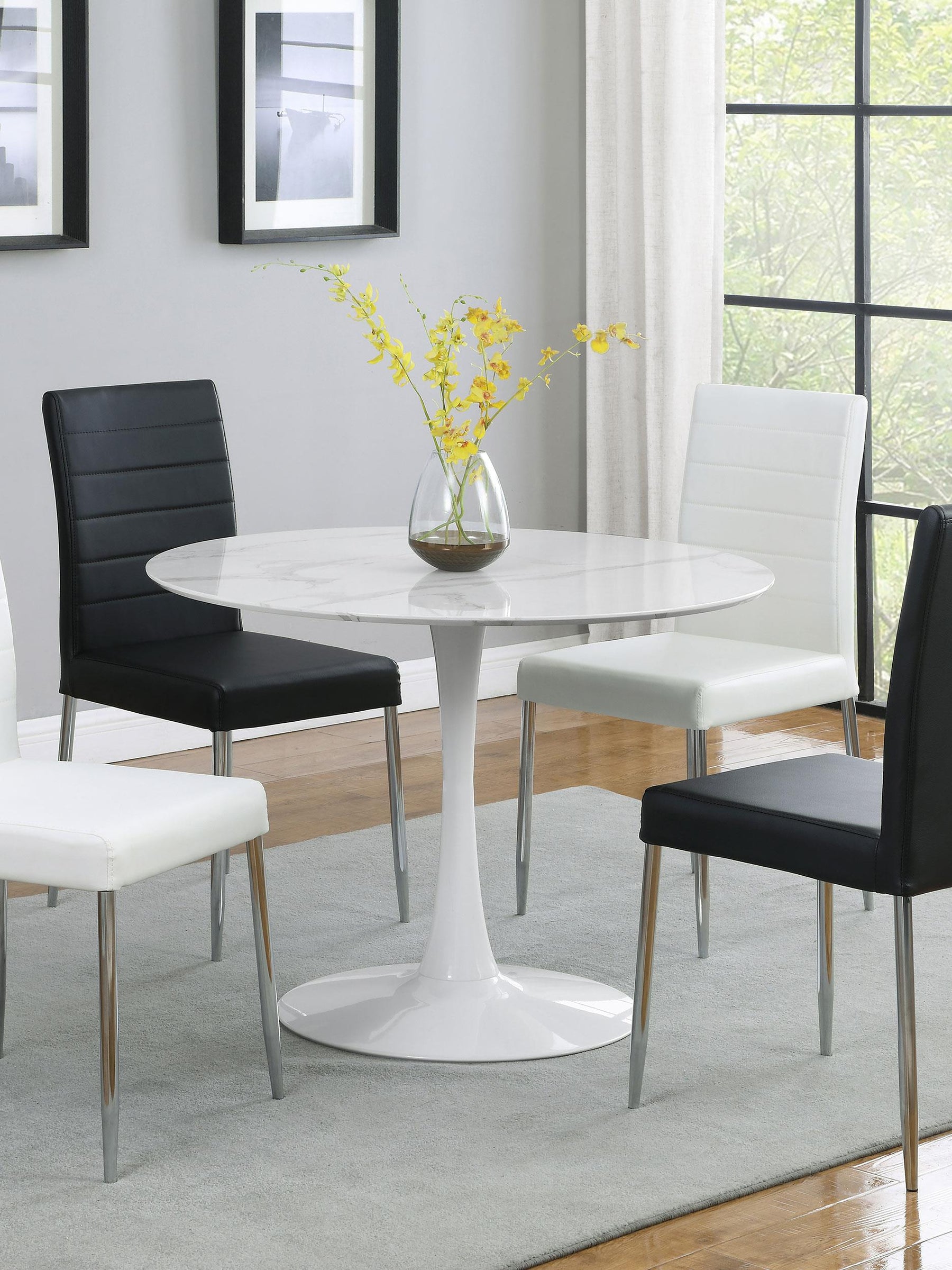 Arkell 40-inch Round Pedestal Dining Table White Half Price Furniture