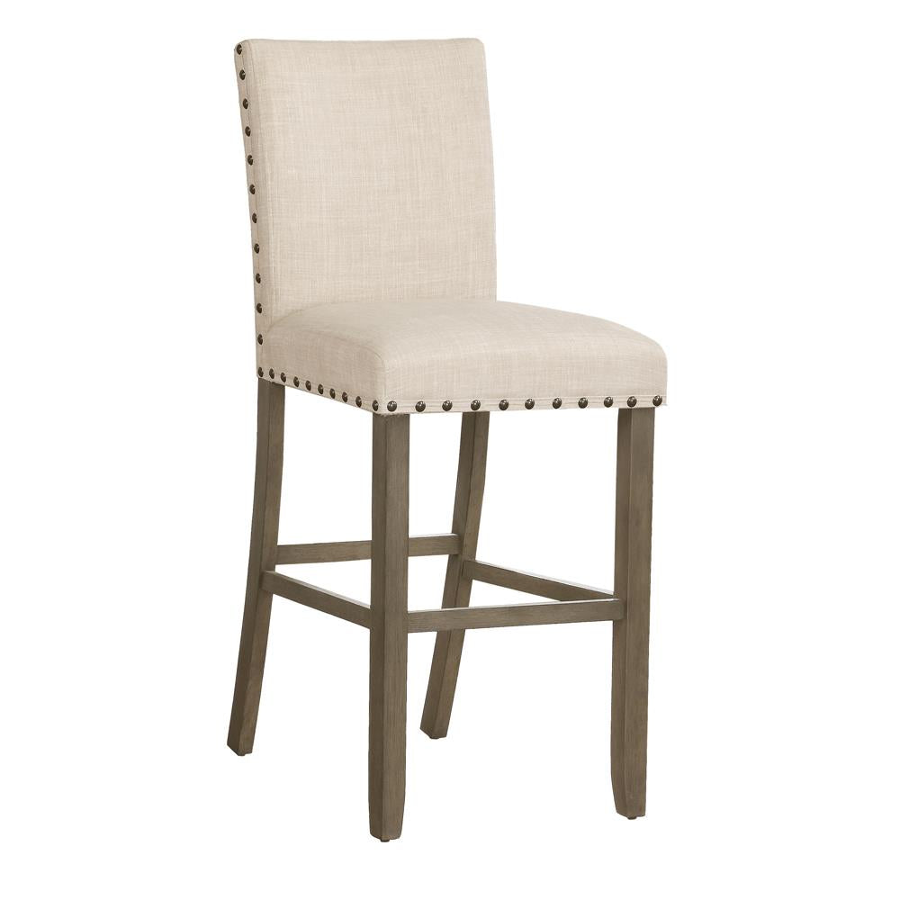 Ralland Upholstered Bar Stools with Nailhead Trim Beige (Set of 2)  Half Price Furniture