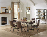 Altus Swirl Base Dining Table Natural Oak and Gunmetal Half Price Furniture