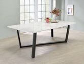 Mayer Rectangular Dining Table Faux White Marble and Gunmetal  Half Price Furniture