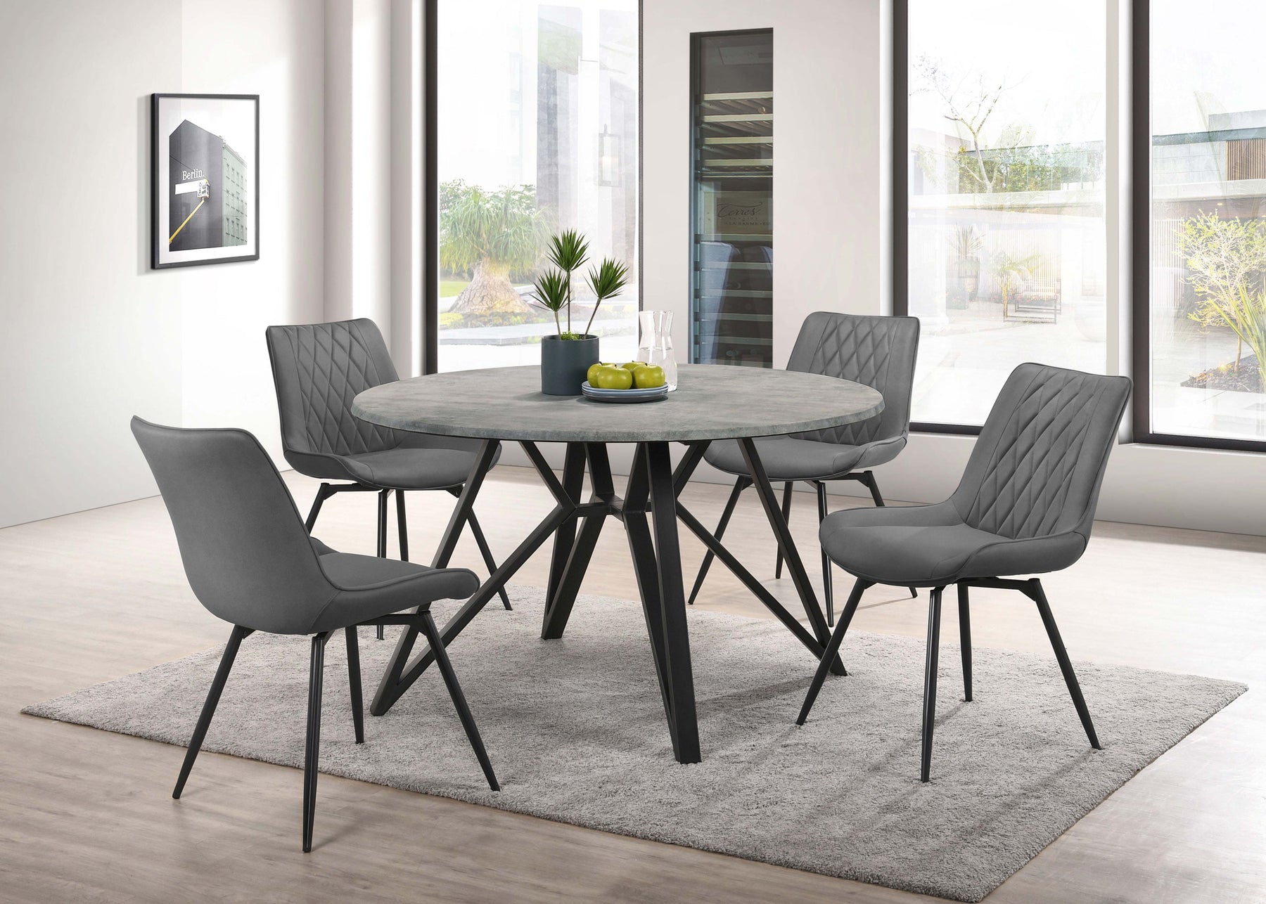 Neil 5-piece Round Dining Set Concrete and Grey Half Price Furniture