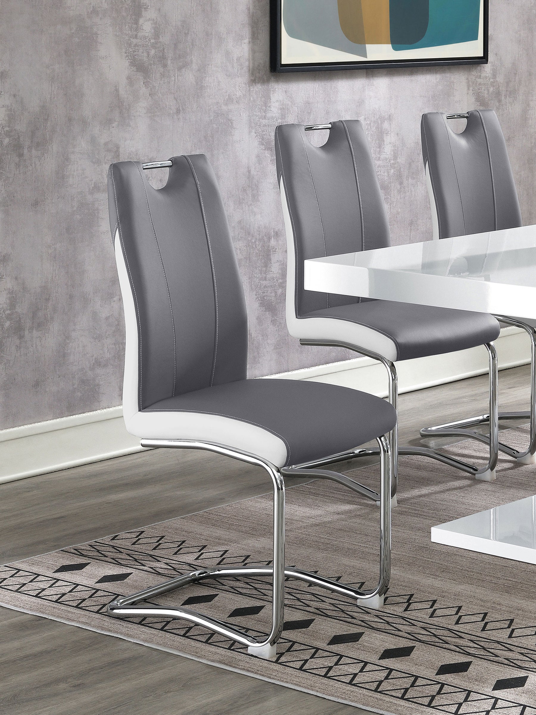 Brooklyn Upholstered Side Chairs with S-frame (Set of 4) Grey and White Half Price Furniture