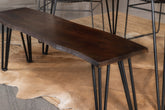 Topeka Live-edge Dining Bench Mango Cocoa and Gunmetal  Half Price Furniture