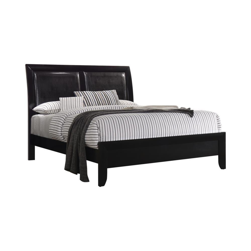 Briana Queen Upholstered Panel Bed Black  Half Price Furniture