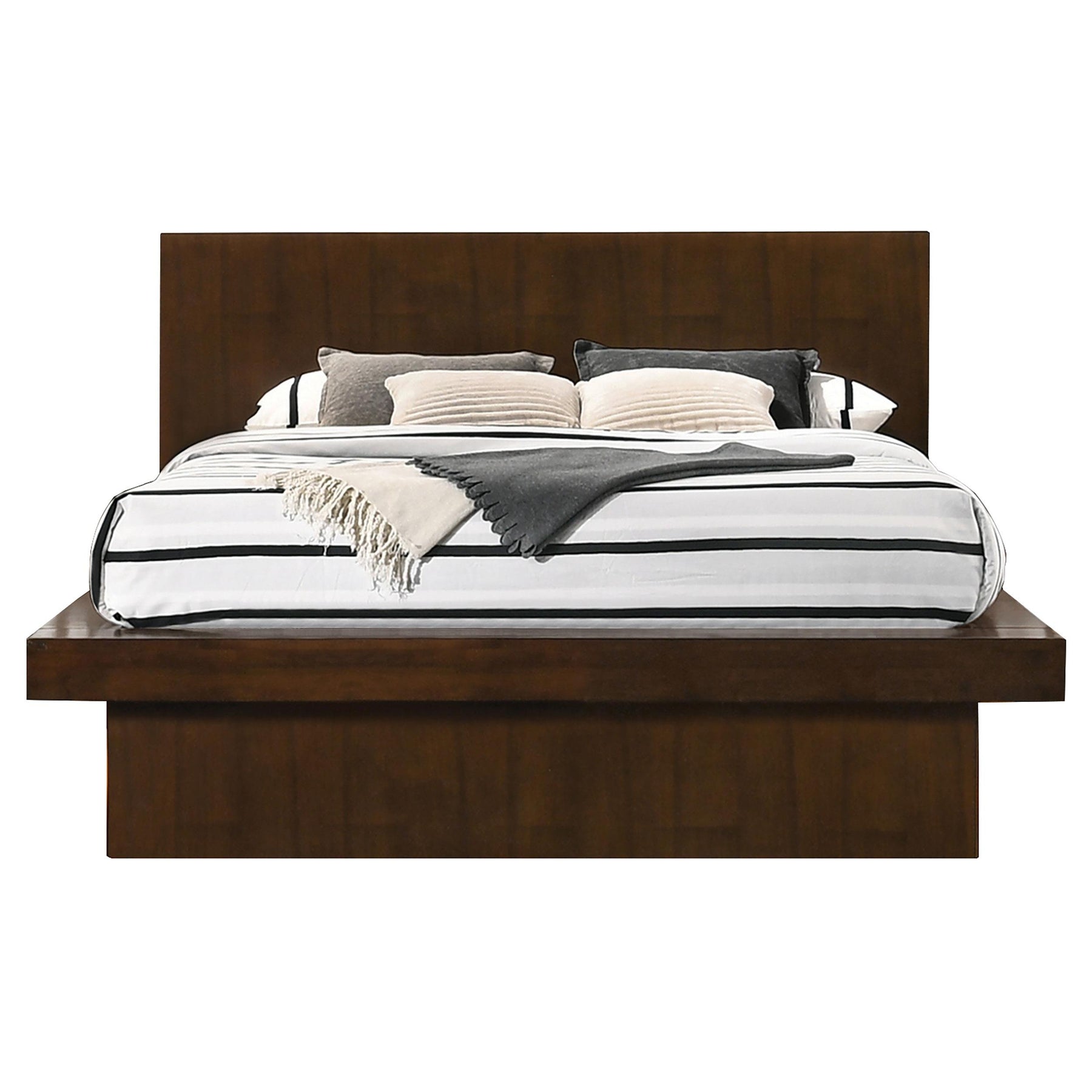 Jessica Queen Platform Bed with Rail Seating Cappuccino Half Price Furniture