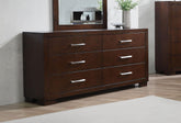 Jessica 6-drawer Dresser Cappuccino Half Price Furniture