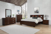 Jessica Bedroom Set with Bookcase Headboard Cappuccino Half Price Furniture