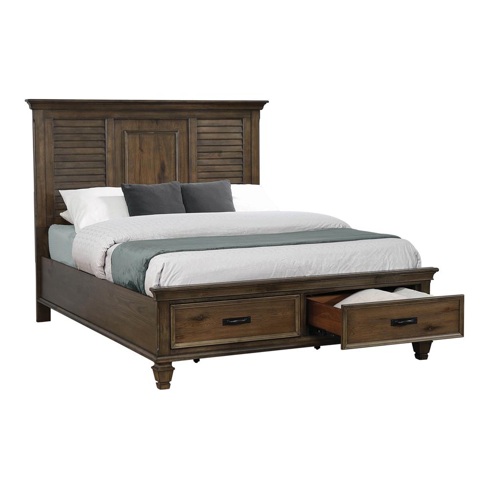 Franco Eastern King Storage Bed Burnished Oak  Half Price Furniture