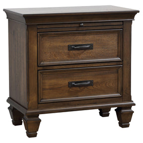 Franco 2-drawer Nightstand with Pull Out Tray Burnished Oak Half Price Furniture