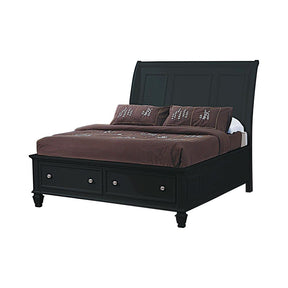 Sandy Beach Queen Storage Sleigh Bed Black Half Price Furniture