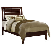 Serenity Twin Panel Bed with Cut-out Headboard Rich Merlot  Half Price Furniture