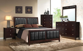 Carlton Upholstered Bedroom Set Cappuccino and Black - Half Price Furniture