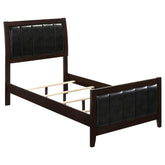 Carlton Twin Upholstered Panel Bed Cappuccino and Black Half Price Furniture