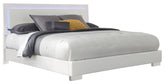 Felicity California King Panel Bed with LED Lighting Glossy White Half Price Furniture