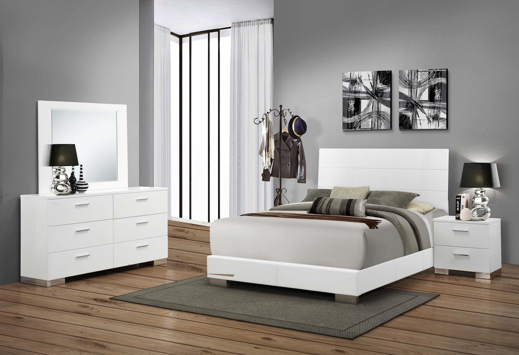 Felicity 4-piece Eastern King Bedroom Set Glossy White Half Price Furniture
