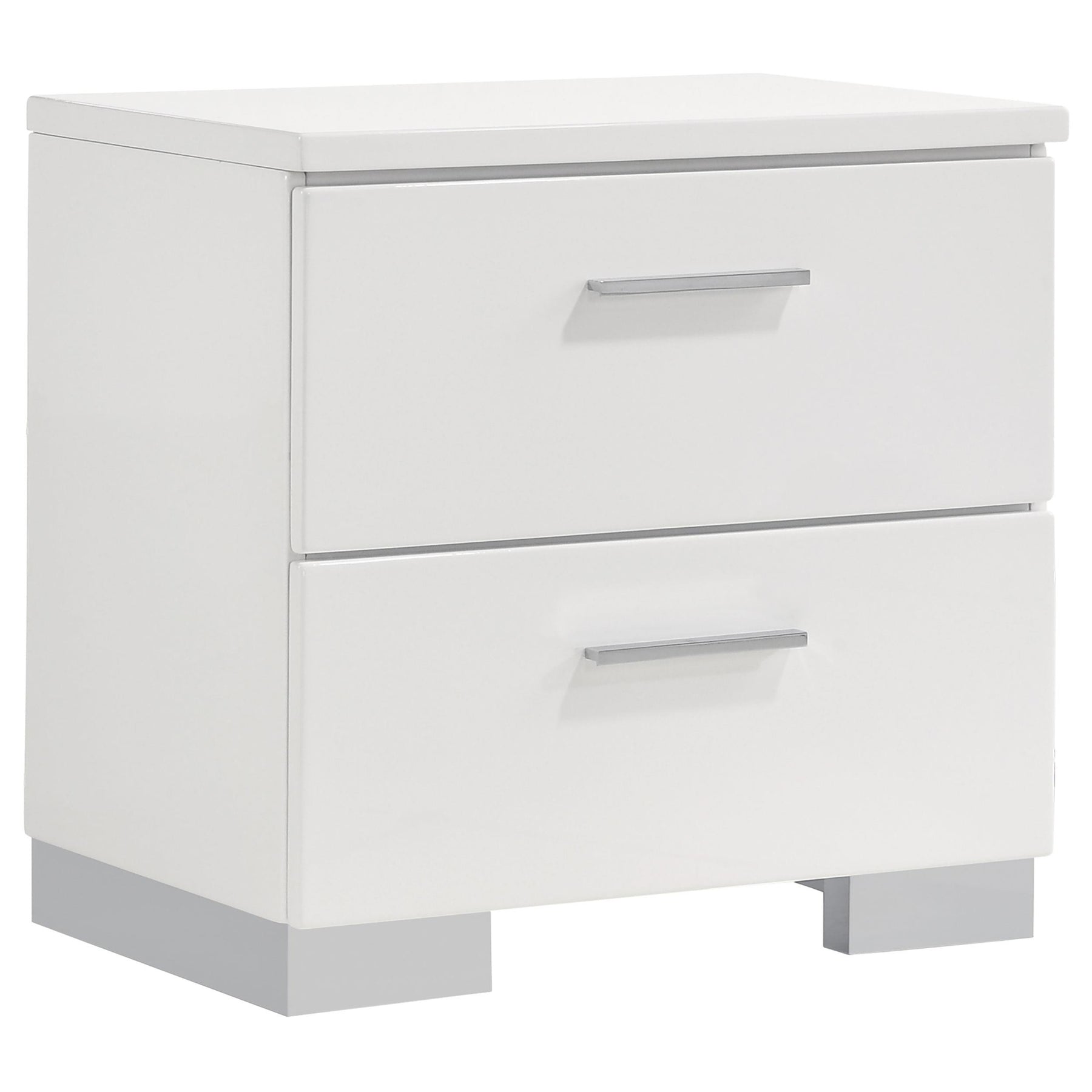 Felicity 2-drawer Nightstand Glossy White Half Price Furniture